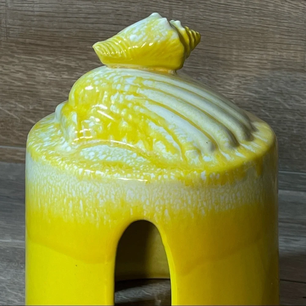 Vtg Yellow Toilet Paper‎ Holder Bathroom Decor CeramCo  Beach and Coastal Decor